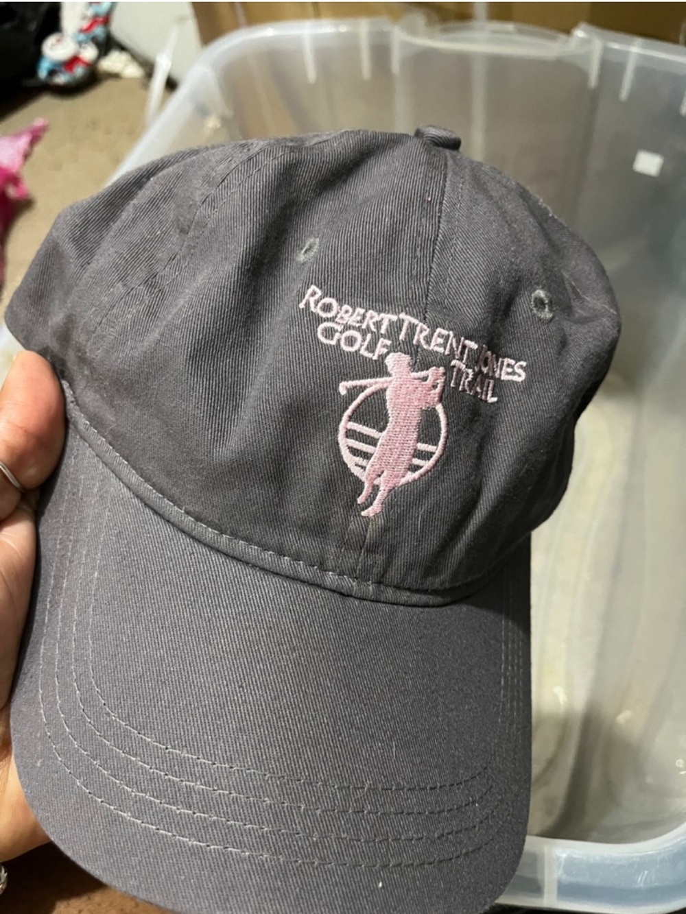 Robert Trent Jones Golf Trail Baseball Cap - Dusty Gray with Pink Embroidery